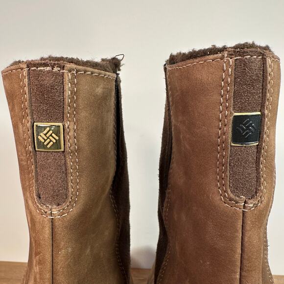 Columbia Shirebrook LeatherWaterproof Winter Boots Womens 8.5 Fleece Omni Grip - Picture 8 of 14